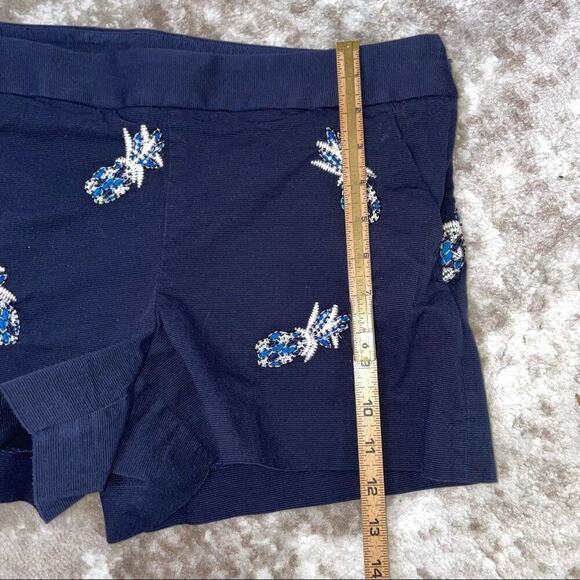 Loft Pineapple Embroidered Shorts ~ Forever Navy SZ 6 LOFT Shorts Navy Beaded - Picture 5 of 10